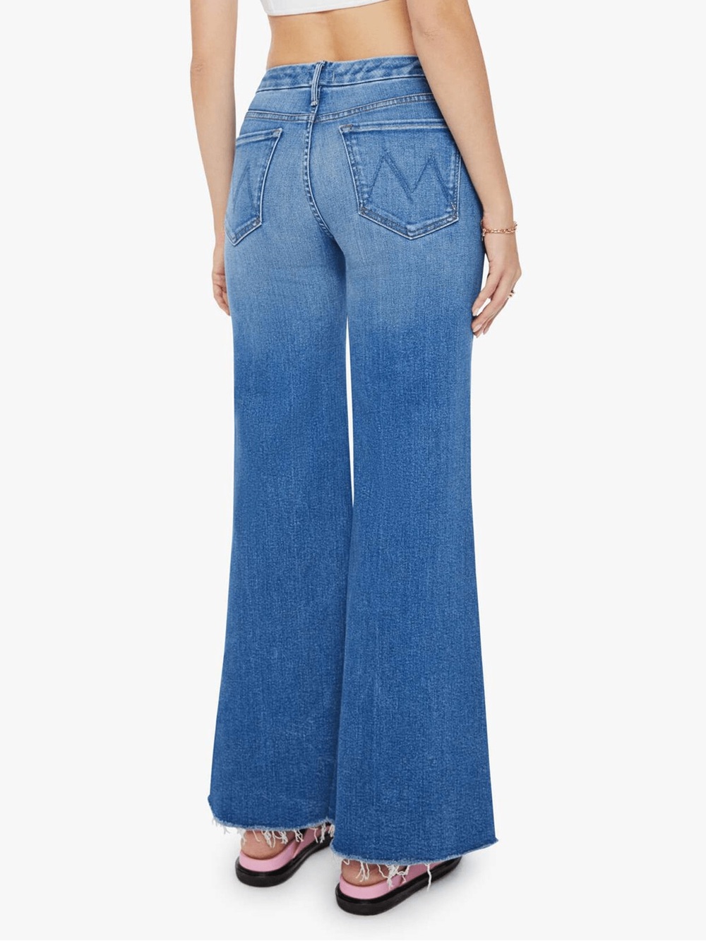 MOTHER Blue High-Rise Wide Leg Flare Jeans - Picture 6 of 14